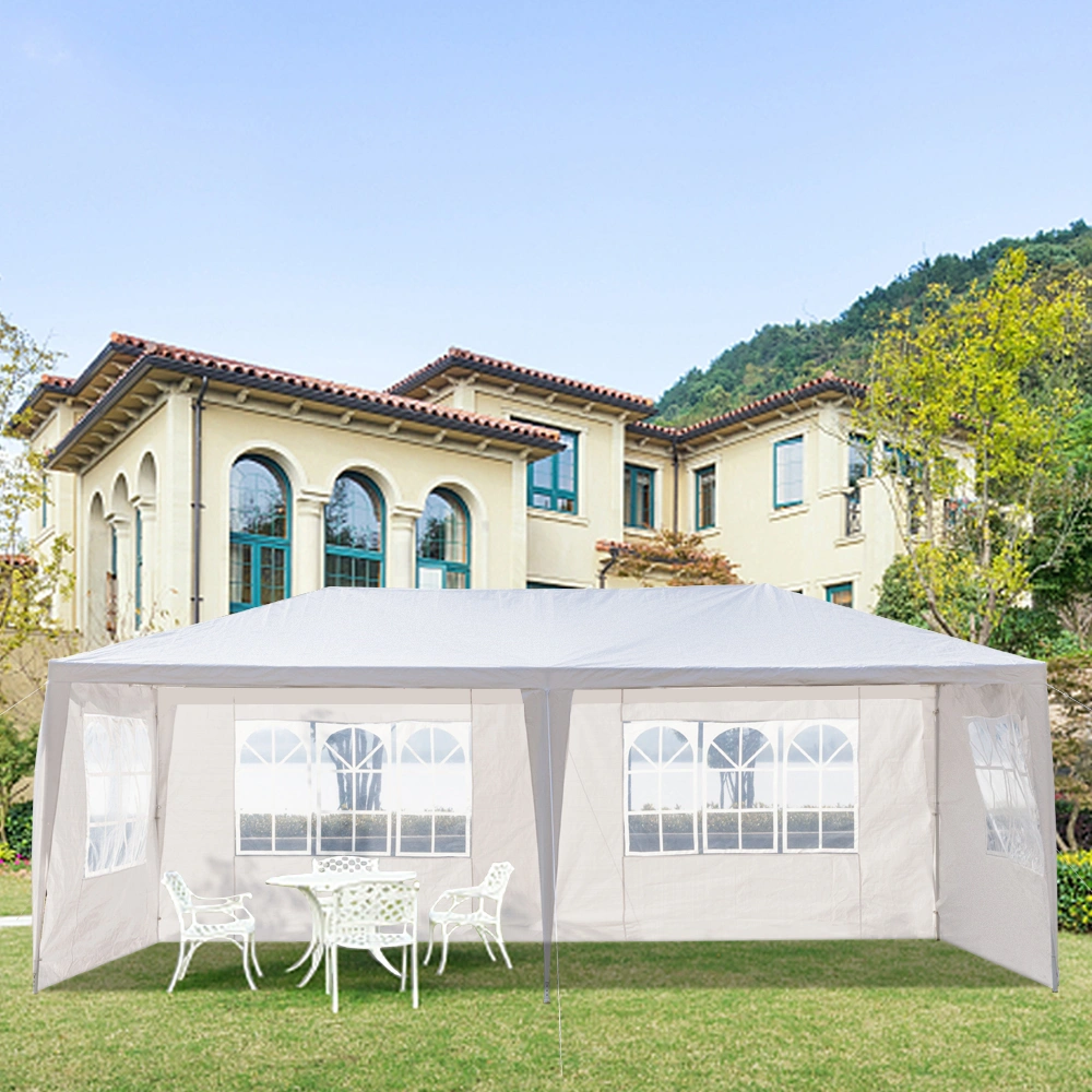 10'X20' Outdoor Party Tent with 4 Removable Sidewalls, Waterproof Canopy Patio Wedding Gazebo, White view 20