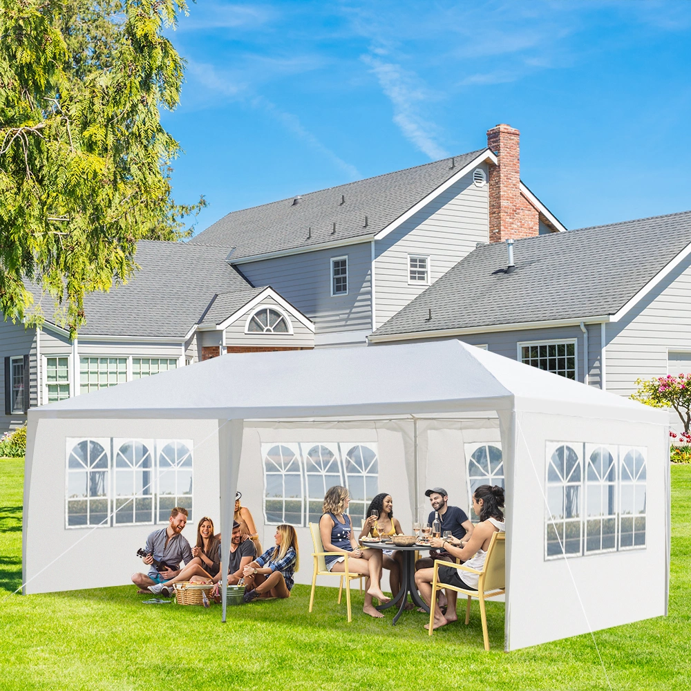 10'X20' Outdoor Party Tent with 4 Removable Sidewalls, Waterproof Canopy Patio Wedding Gazebo, White view 6