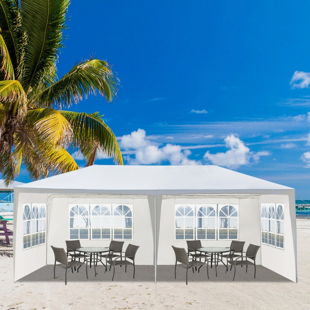 10'X20' Outdoor Party Tent with 4 Removable Sidewalls, Waterproof Canopy Patio Wedding Gazebo, White view 7