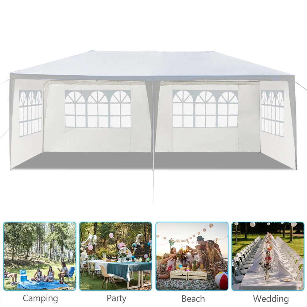 10'X20' Outdoor Party Tent with 4 Removable Sidewalls, Waterproof Canopy Patio Wedding Gazebo, White view 9