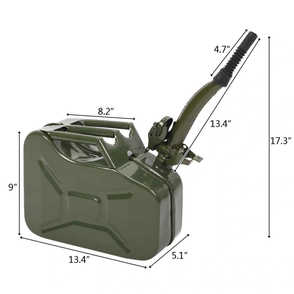 10L American Style Oil Barrel - Army Green Steel Fuel Can, 0.8mm Thick with Inverted Pour Spout view 4