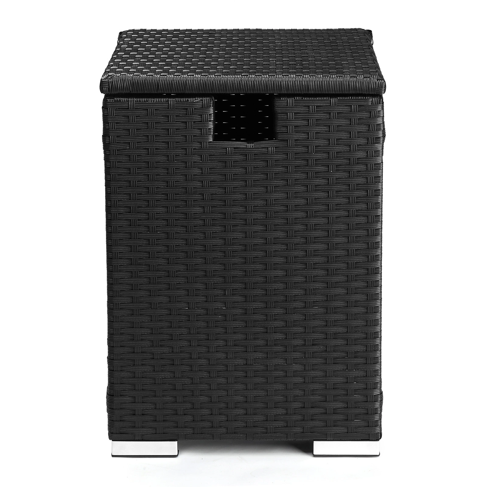 40*40*57cm Iron Frame Gas Bottle Storage Rattan Side Table Black Gradient view 14