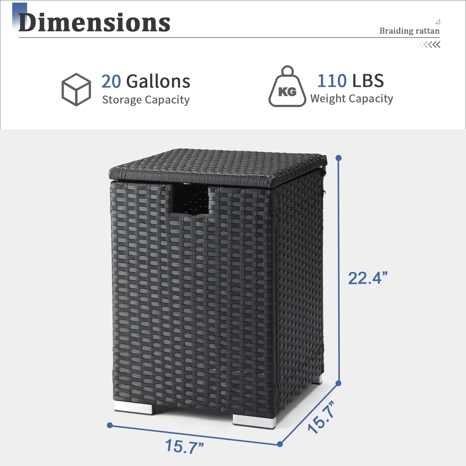 40*40*57cm Iron Frame Gas Bottle Storage Rattan Side Table Black Gradient view 15