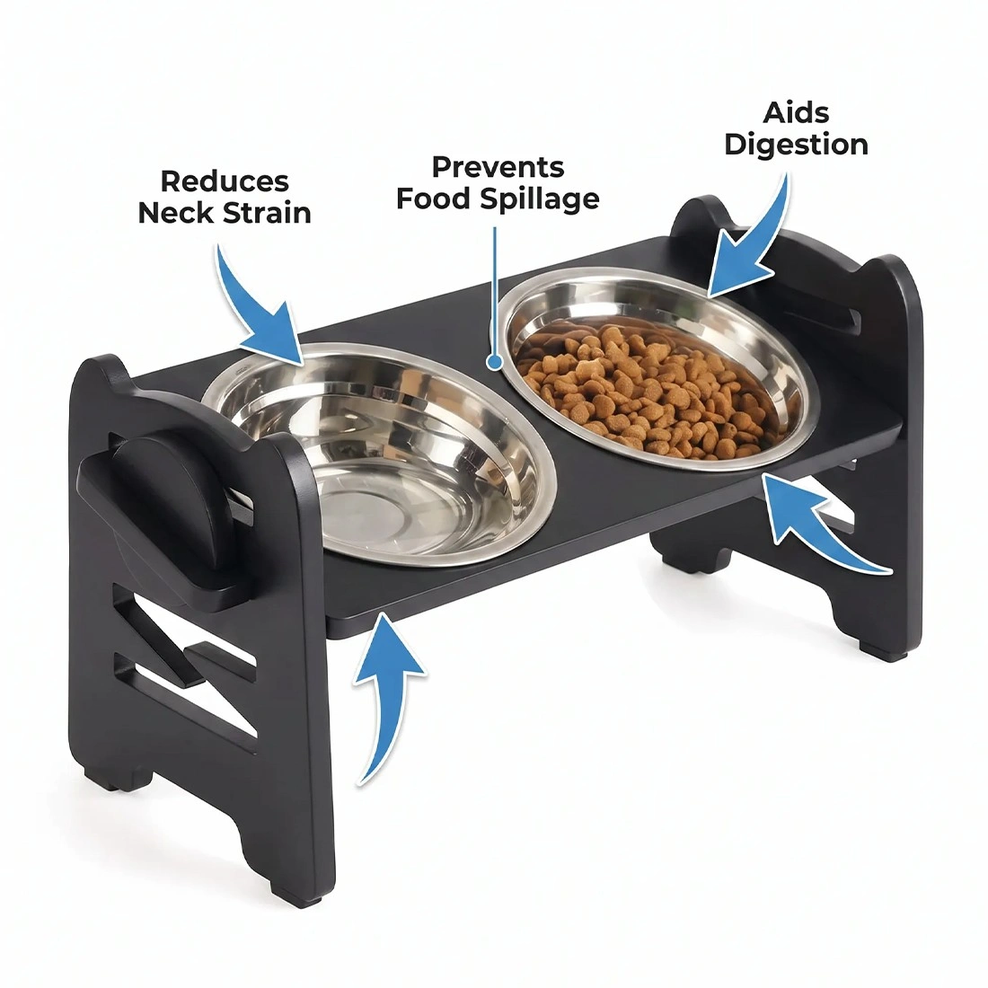 Large Dog Food Feeder Stand Stainless Steel Raised Elevated Bowls Holder for Large Dogs