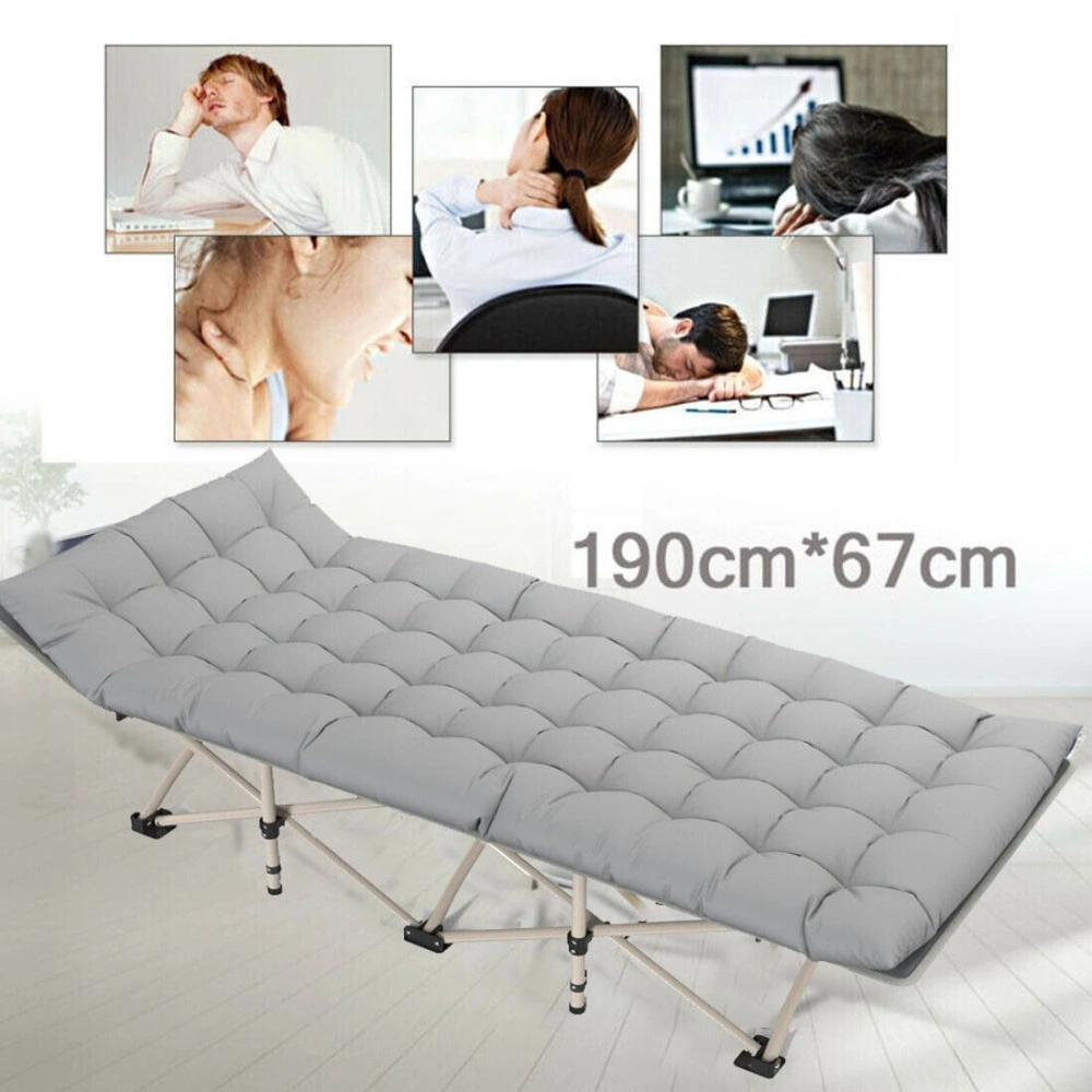 Heavy Duty Single Folding Bed Camping Travel Guest Lightweight Grey Mattress UK