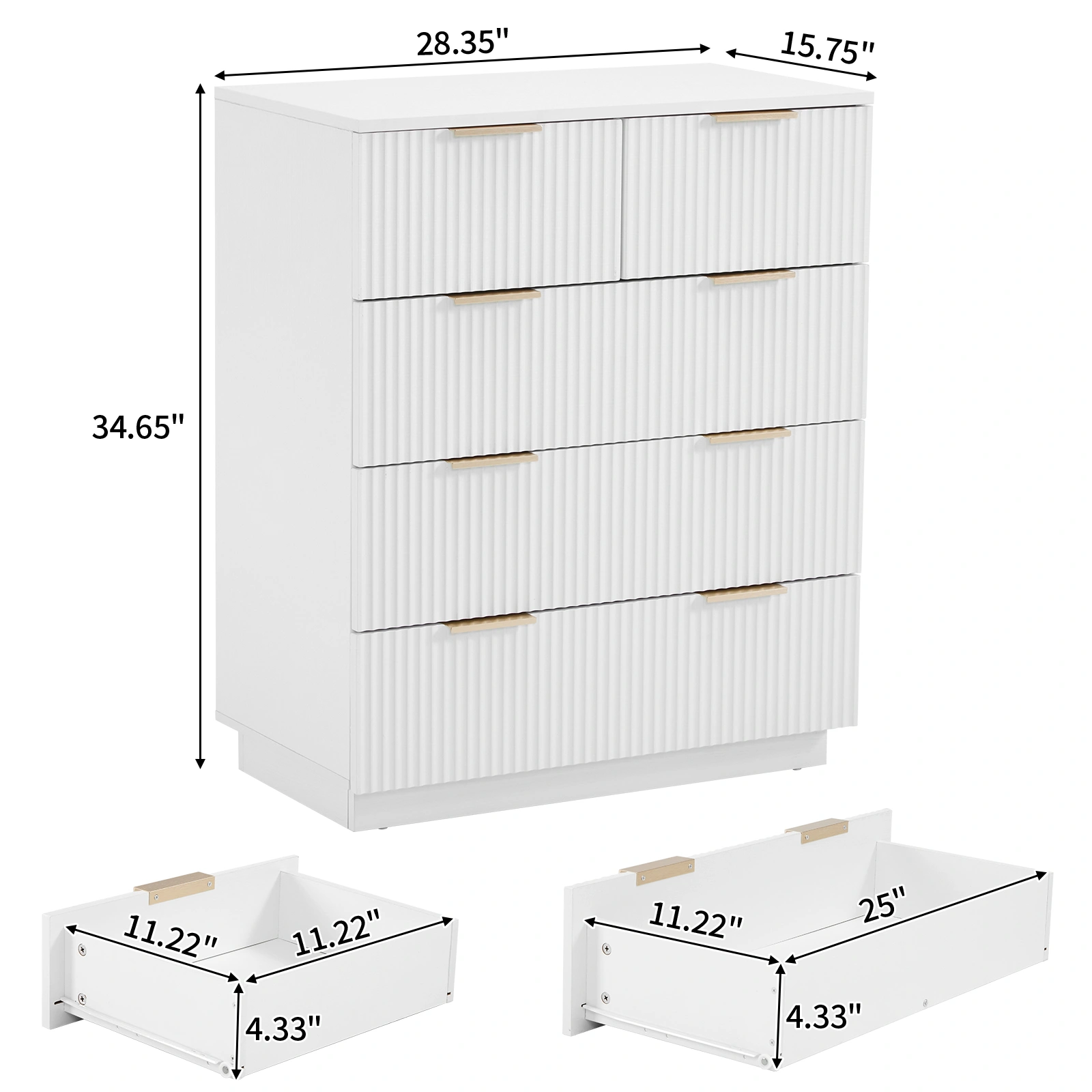 White P2 Particle Board and Density Board 724194cm Wavy Pattern Drawer Front Four-Level Five-Drawer Cabinet view 10