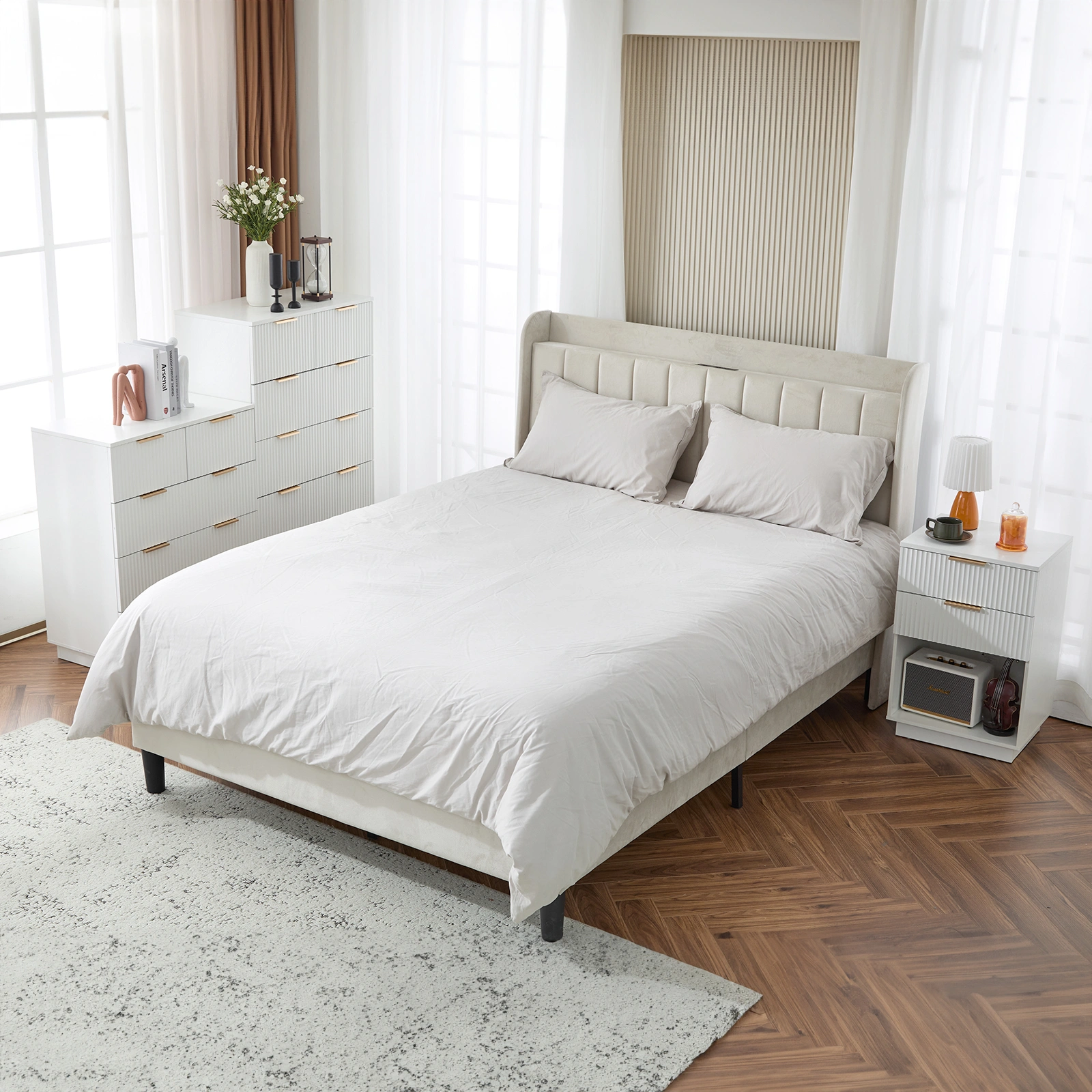 White P2 Particle Board and Density Board 724194cm Wavy Pattern Drawer Front Four-Level Five-Drawer Cabinet view 7