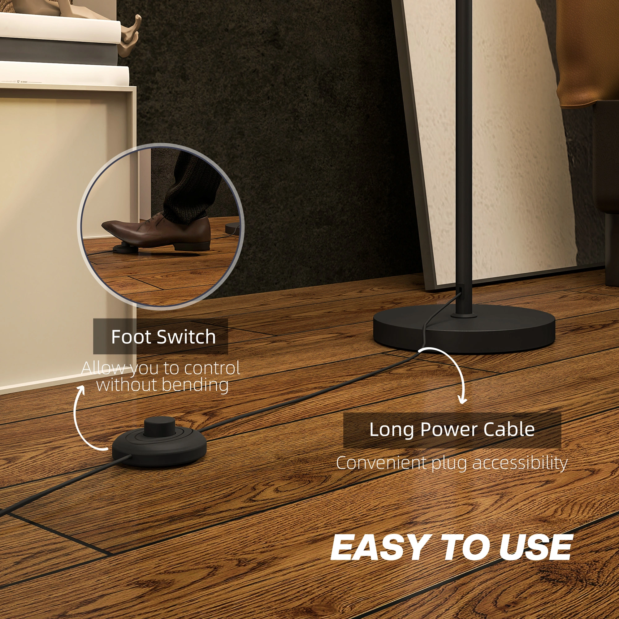 Modern Floor Lamp, LED Arc Floor Lamp with Remote, Dimmable Standing Lamp for Living Room, Bedroom, Office, Gunmetal Finish view 3