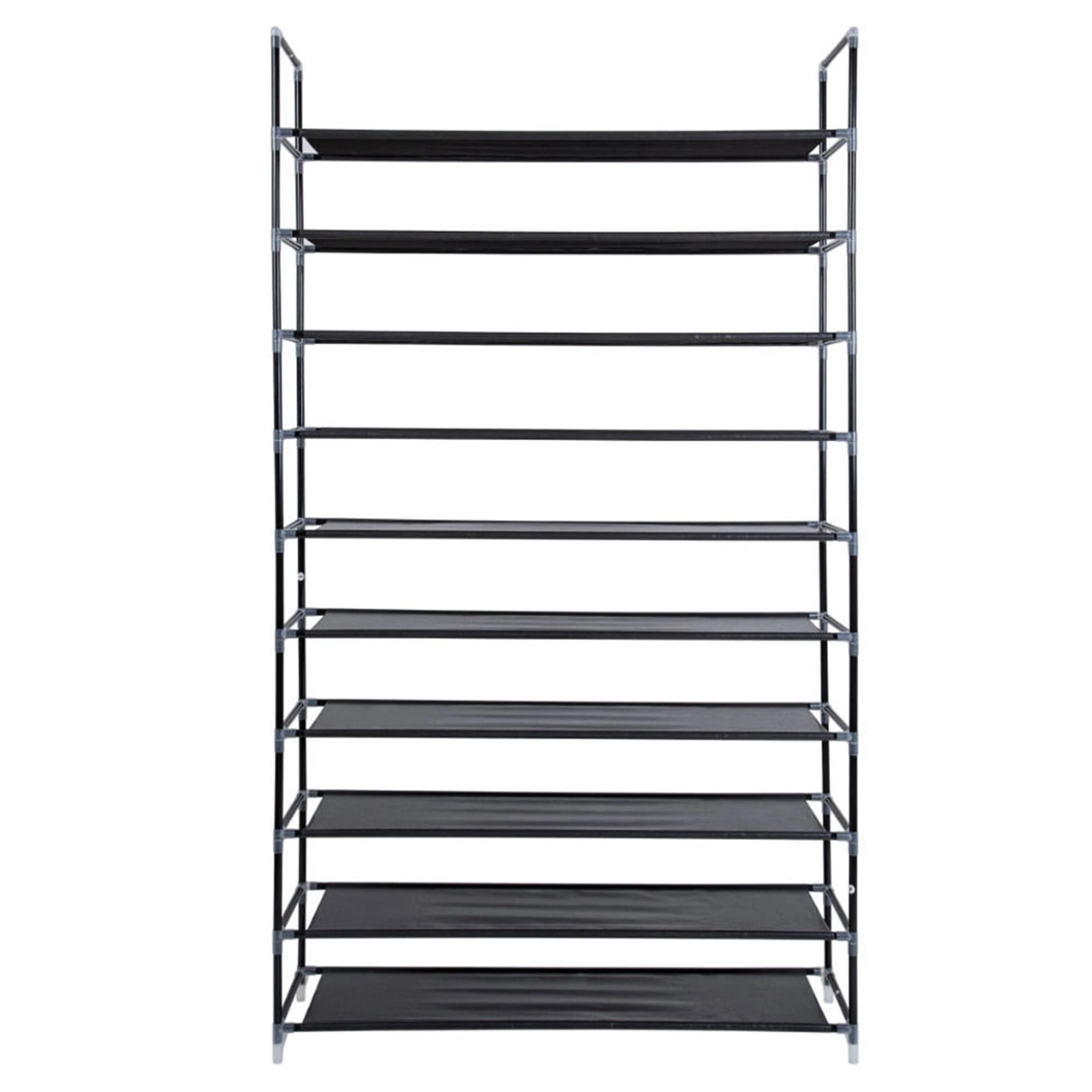 10 Tier Shoe Rack Organizer Non-Woven Fabric Shoe Storage Shelf with Handle & Cover Black view 7