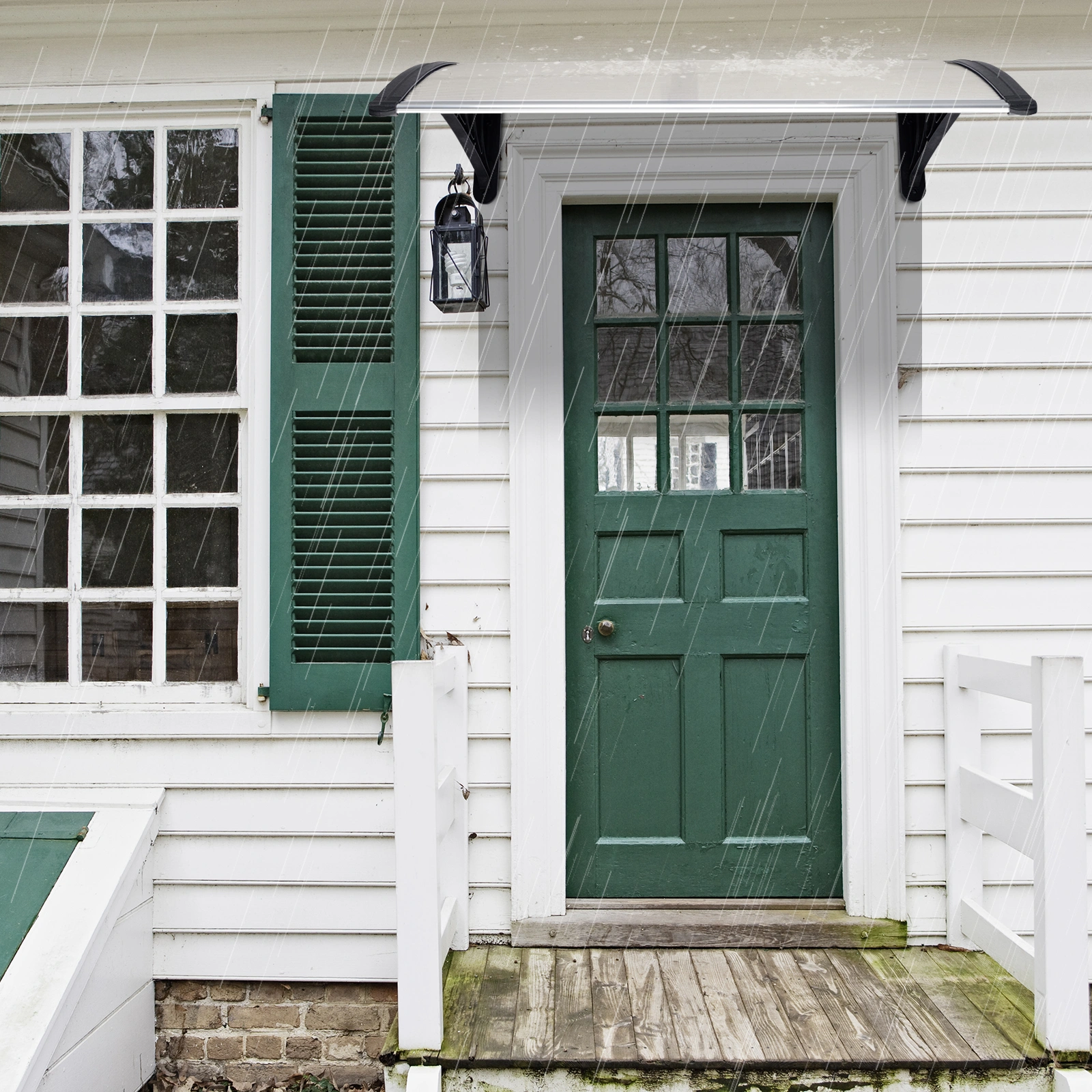 HT-100 x 80 Household Application Door & Window Rain Cover Eaves Canopy White & Black Bracket view 21