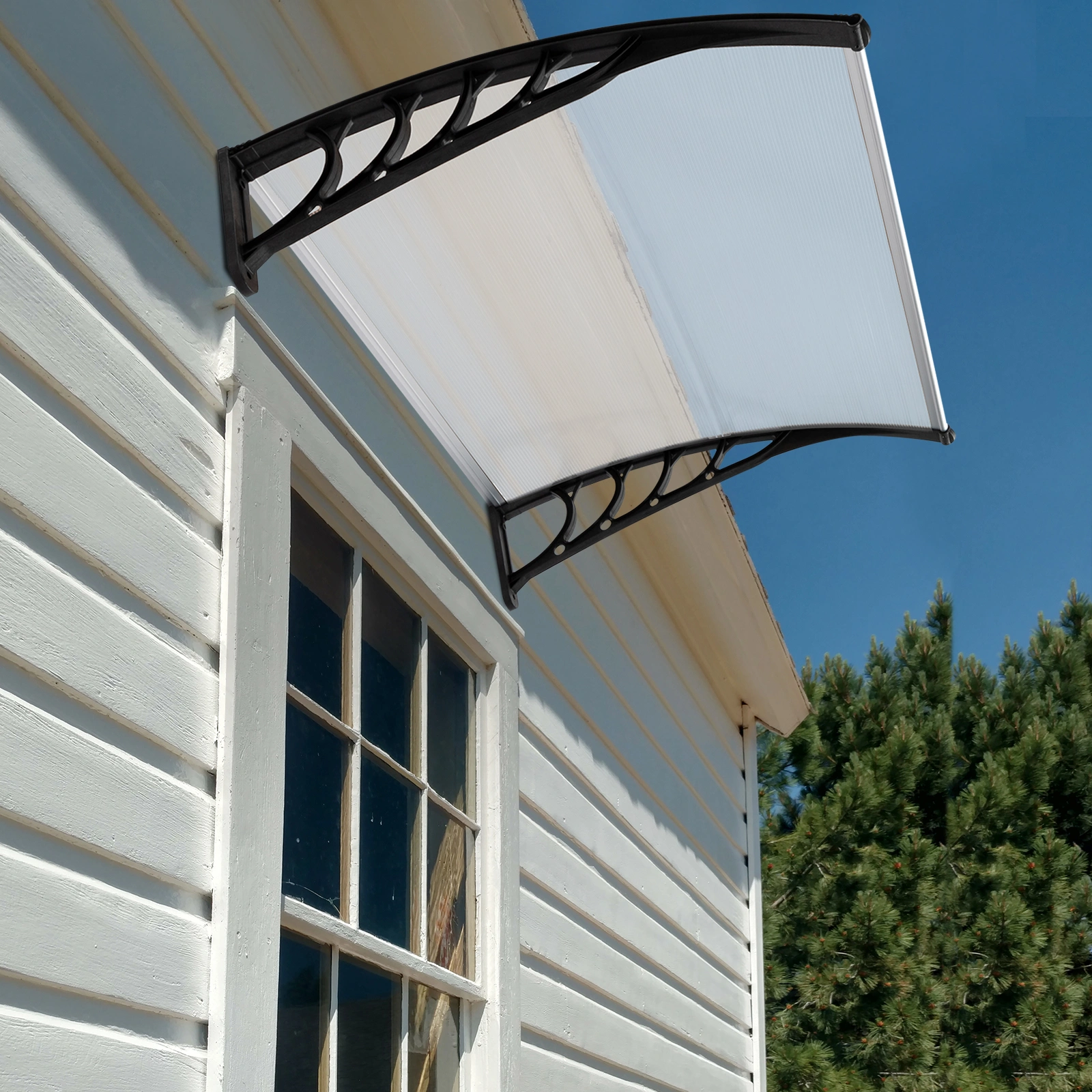 HT-100 x 80 Household Application Door & Window Rain Cover Eaves Canopy White & Black Bracket view 23