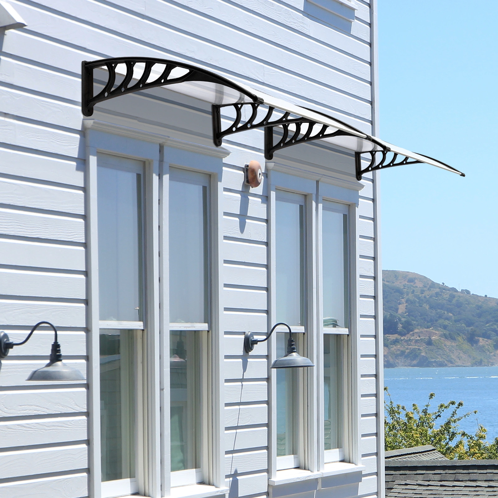HT-100 x 80 Household Application Door & Window Rain Cover Eaves Canopy White & Black Bracket view 28