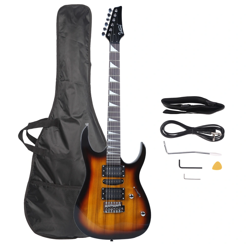170pc Electric Guitar Accessories Kit - Bag, Strap, Cable, Paddle Rocker, Wrench Tool Set for Beginner, Sunset