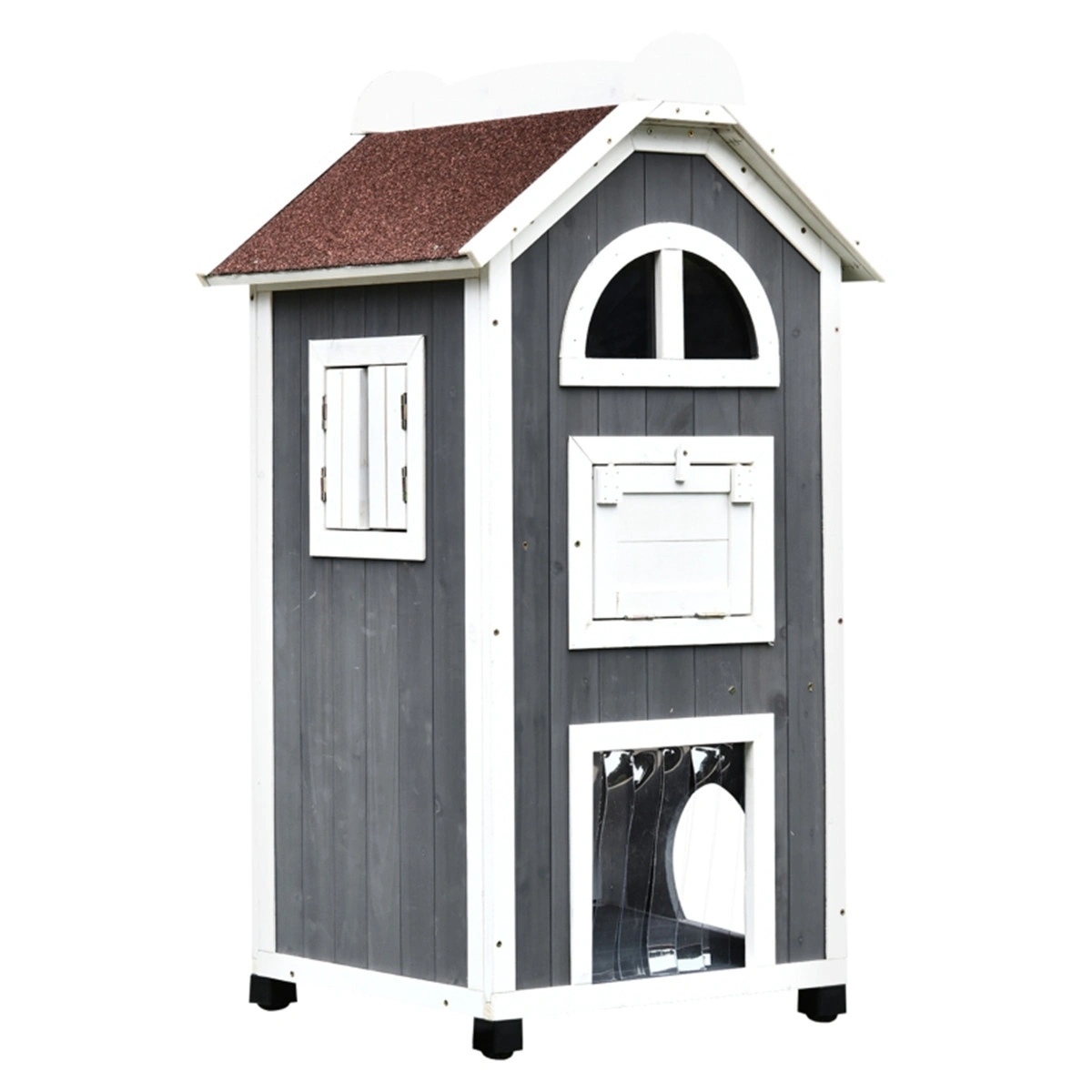Luxury Indoor Outdoor Cat House with Soft Fleece Cushion, Weather Resistant Pet Shelter for Cats & Small Dogs