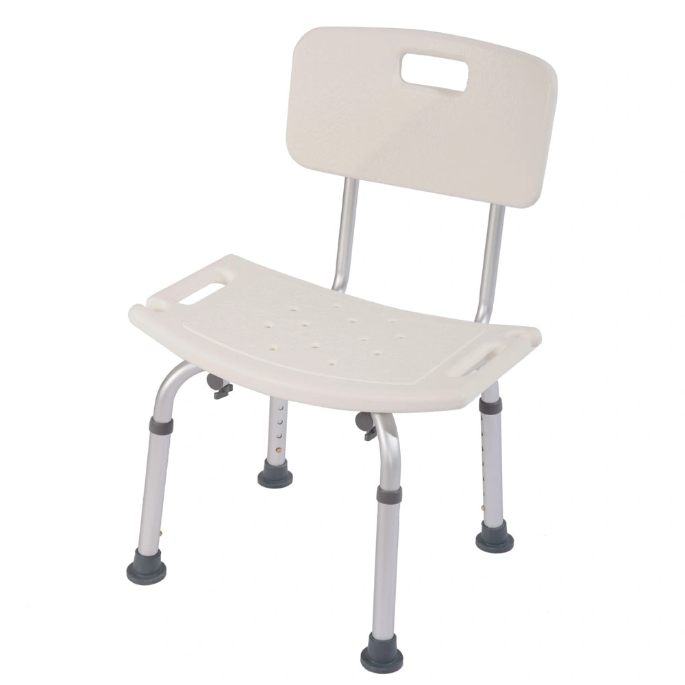 Medical Bathroom Safety Shower Chair - Aluminium Alloy Bath Seat Bench with Removable Backrest, White