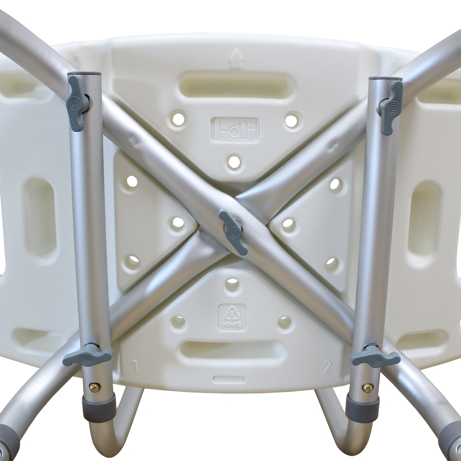 Medical Bathroom Safety Shower Chair - Aluminium Alloy Bath Seat Bench with Removable Backrest, White view 11