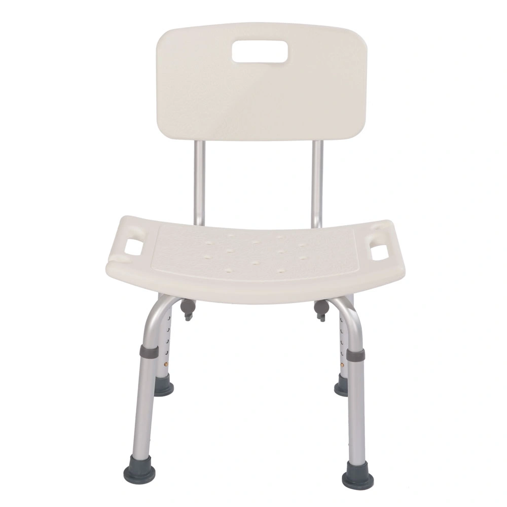 Medical Bathroom Safety Shower Chair - Aluminium Alloy Bath Seat Bench with Removable Backrest, White view 2