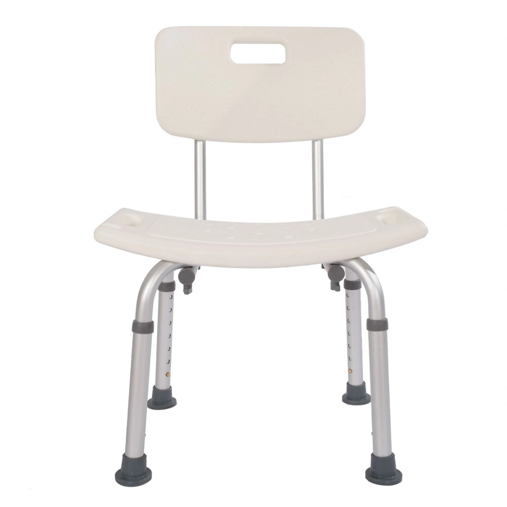 Medical Bathroom Safety Shower Chair - Aluminium Alloy Bath Seat Bench with Removable Backrest, White view 3