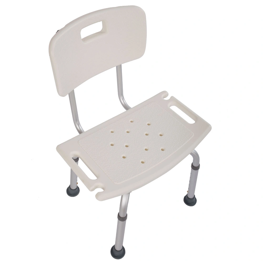 Medical Bathroom Safety Shower Chair - Aluminium Alloy Bath Seat Bench with Removable Backrest, White view 4