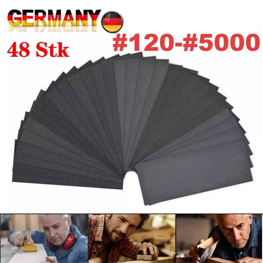 48 Pcs Sandpaper Set Wet Dry Grit 80-3000 for Auto Paint Wood Polishing Abrasive Sheets view 2