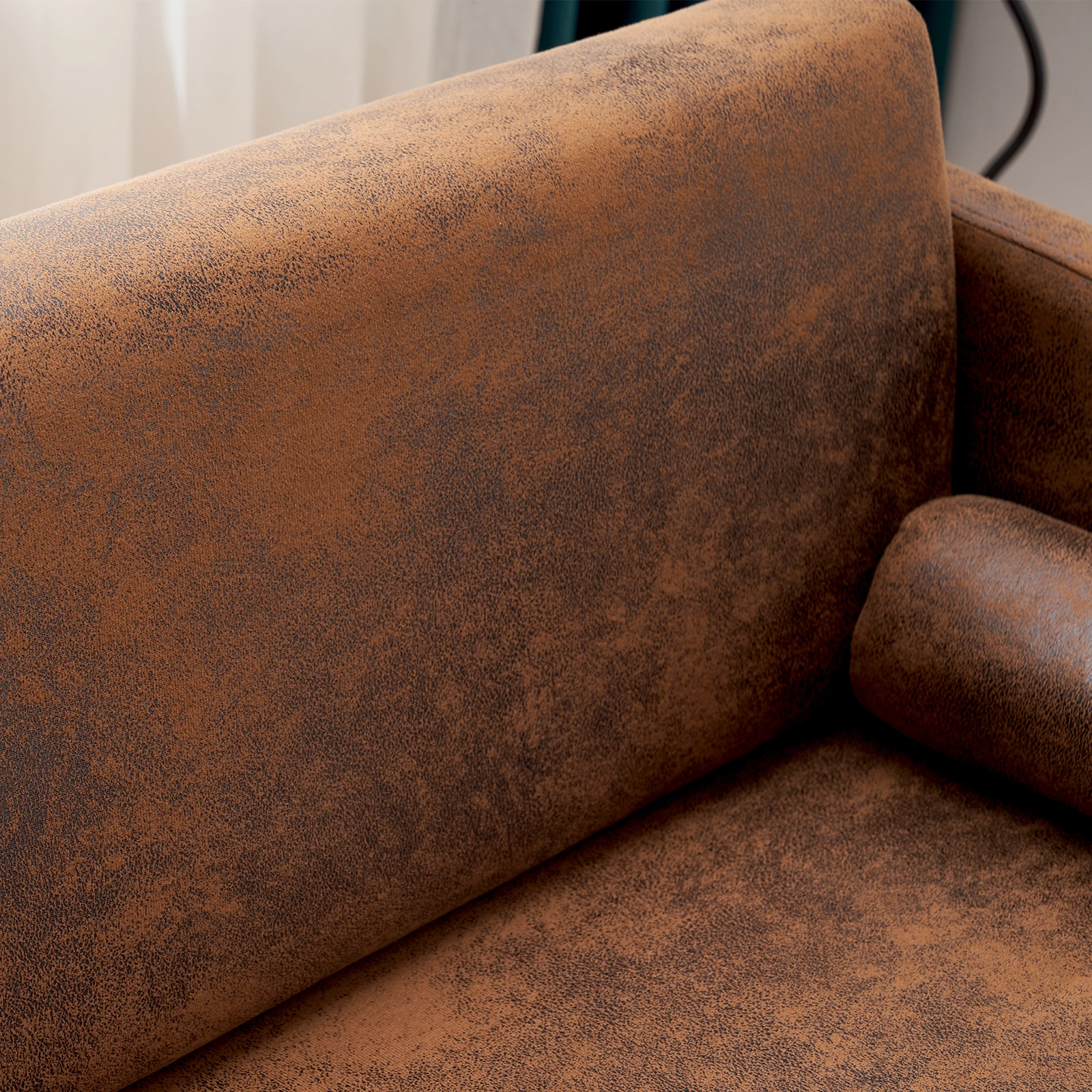 97*71*74cm 1.5 Seats Hot Stamping Cloth Surrounding Chair With Pillow Indoor Circle Chair Dark Brown view 17