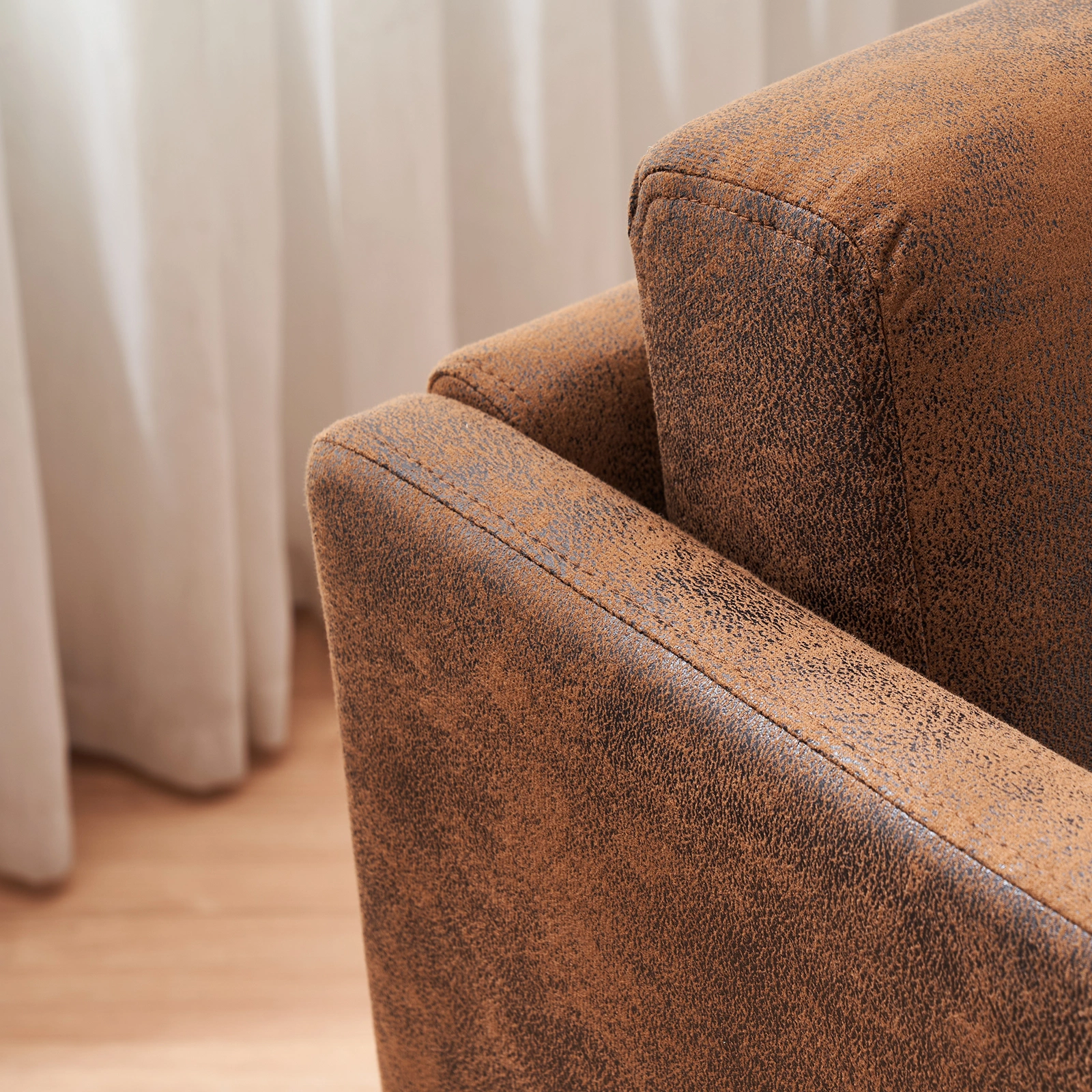 97*71*74cm 1.5 Seats Hot Stamping Cloth Surrounding Chair With Pillow Indoor Circle Chair Dark Brown view 21