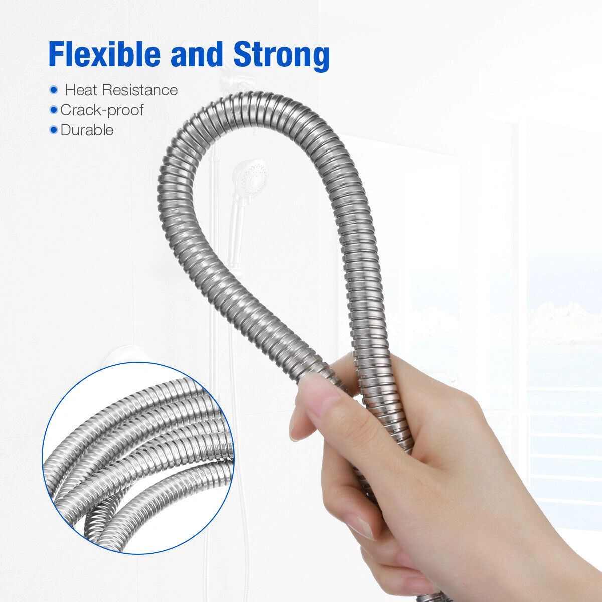Handheld Shower Hose 3m/118" Flexible Tube Replacement for Bathroom Showerhead Not Included view 4