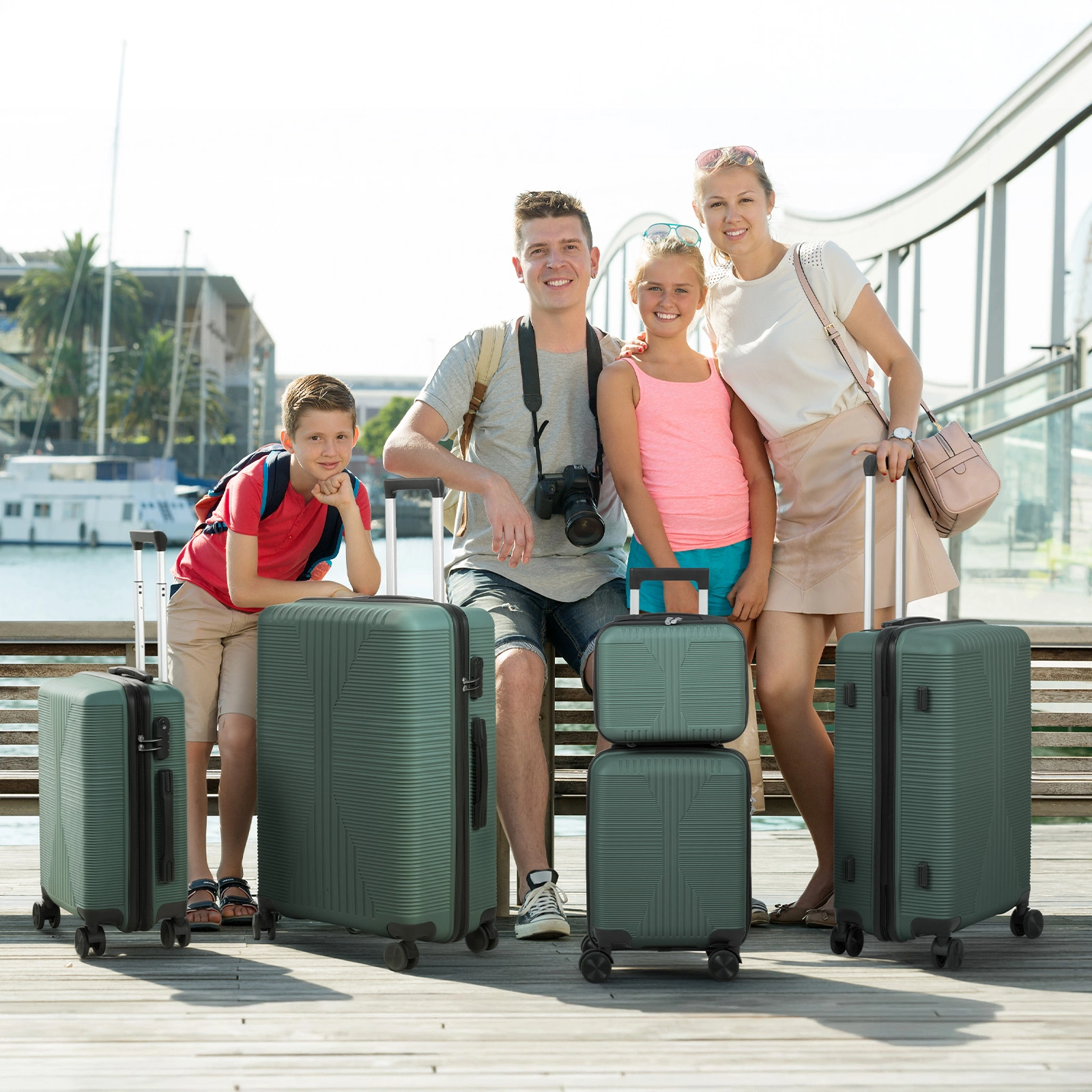 5-Piece PP Spinner Luggage Set with Non-TSA Lock, 12/16/20/24/28 Inch, Dark Green view 14
