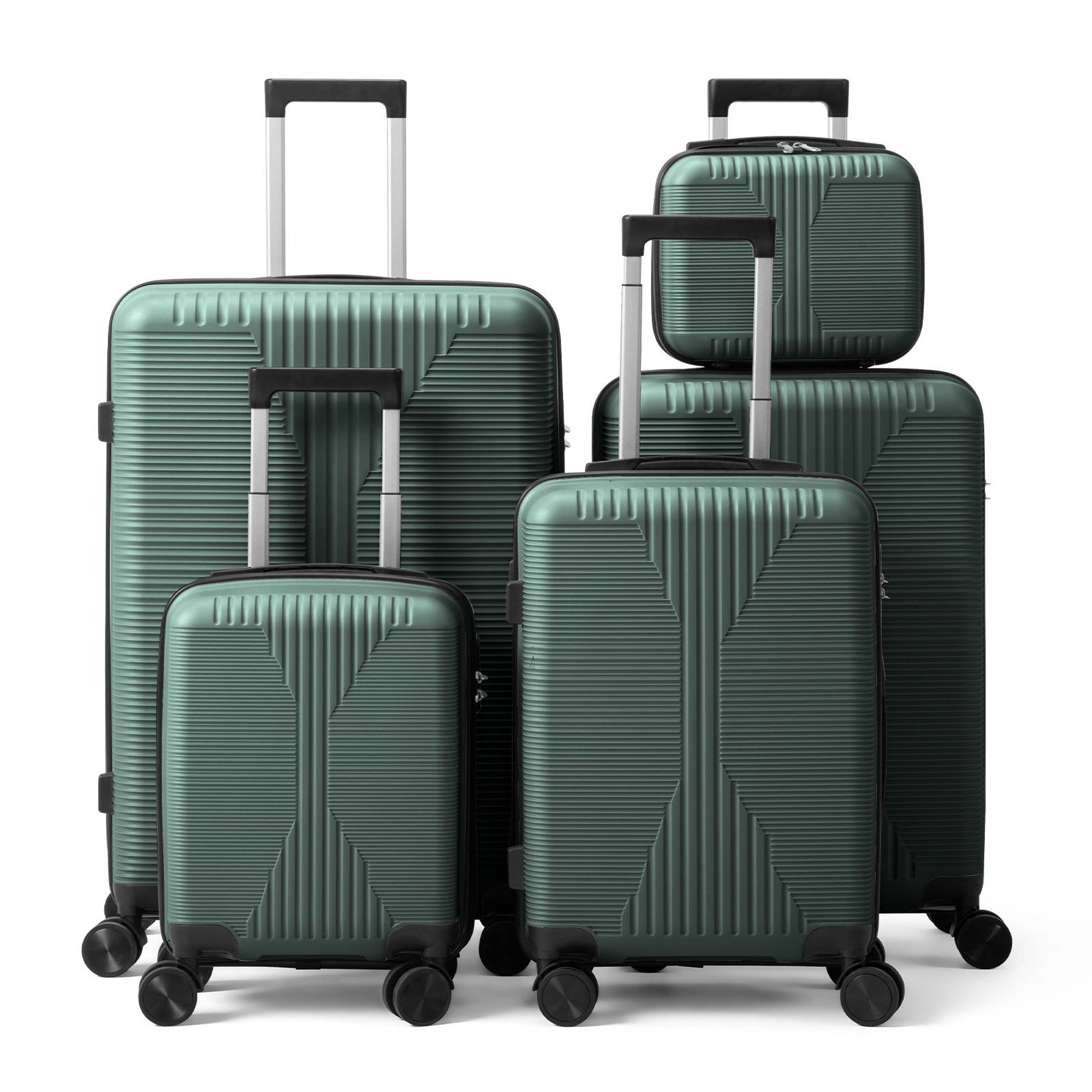 5-Piece PP Spinner Luggage Set with Non-TSA Lock, 12/16/20/24/28 Inch, Dark Green view 15