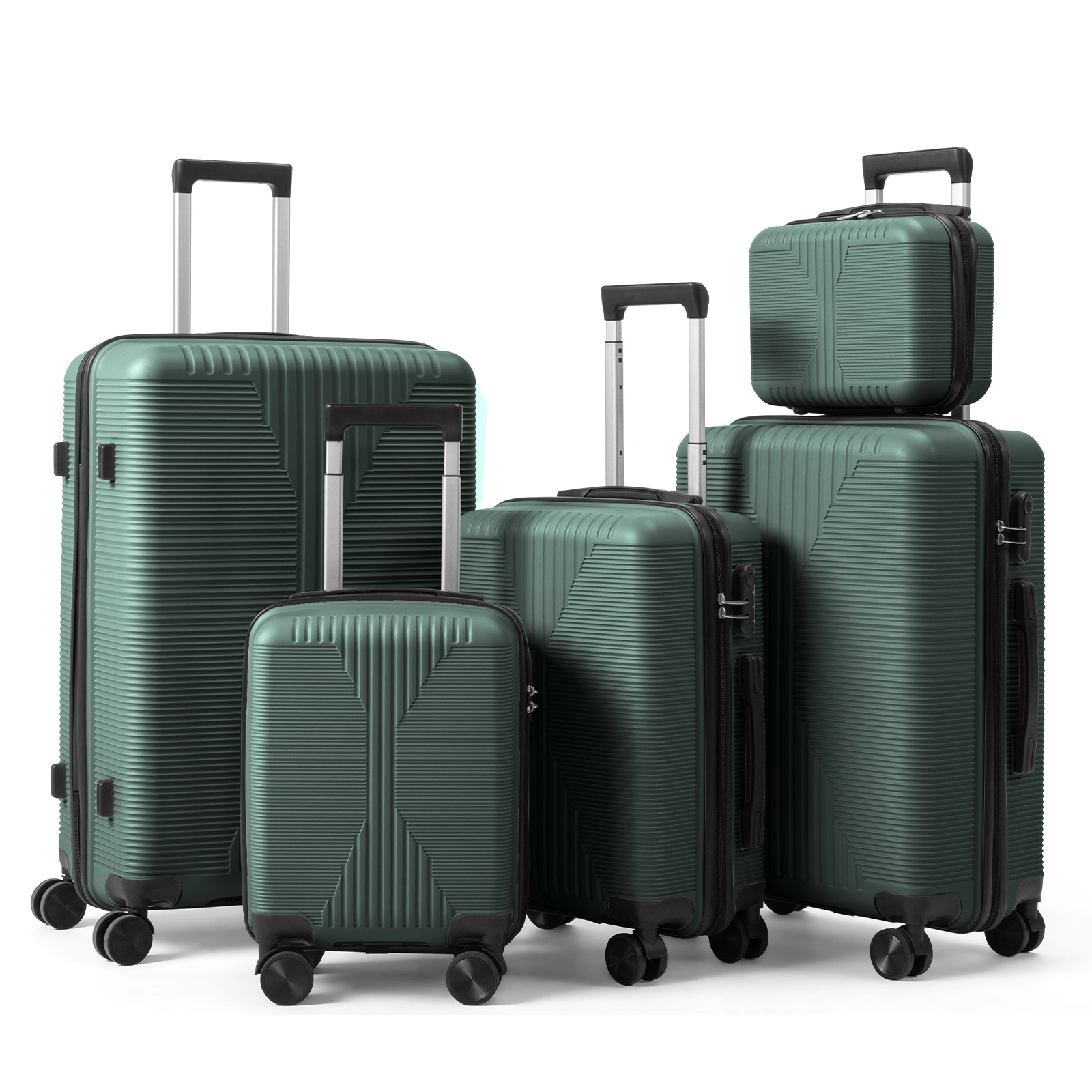 5-Piece PP Spinner Luggage Set with Non-TSA Lock, 12/16/20/24/28 Inch, Dark Green view 16