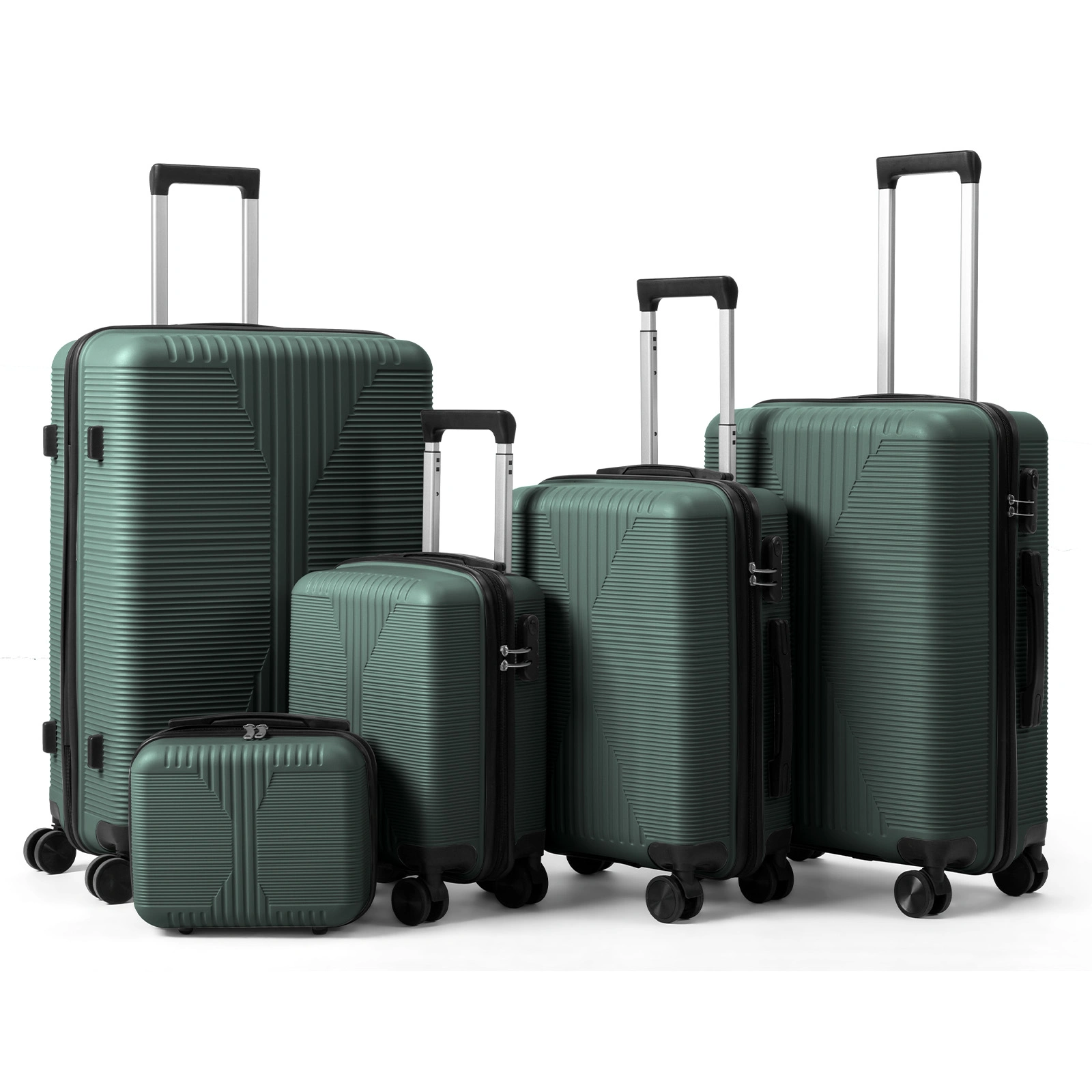 5-Piece PP Spinner Luggage Set with Non-TSA Lock, 12/16/20/24/28 Inch, Dark Green view 17