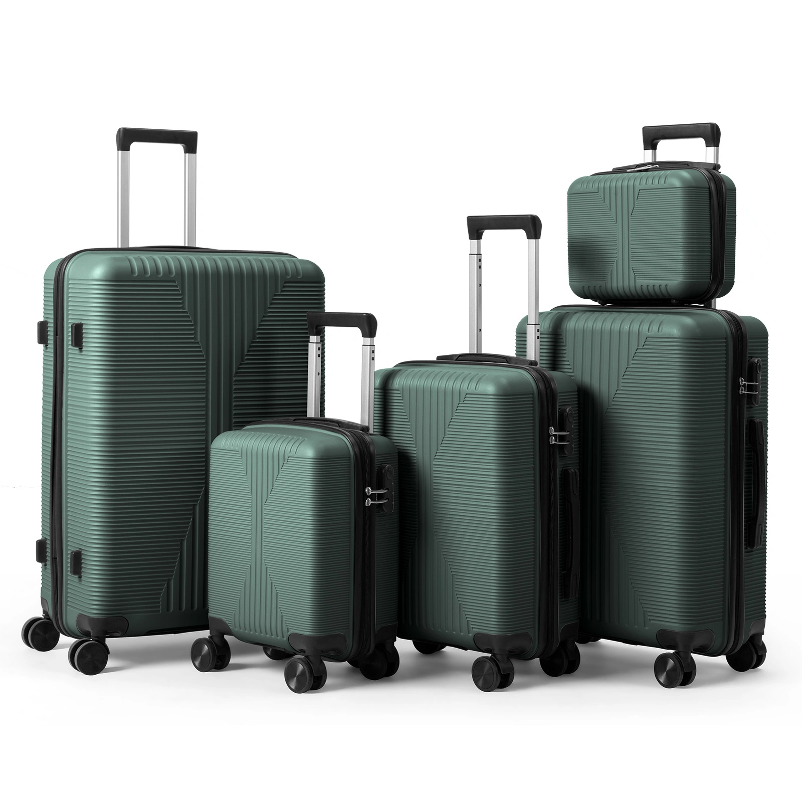 5-Piece PP Spinner Luggage Set with Non-TSA Lock, 12/16/20/24/28 Inch, Dark Green view 18