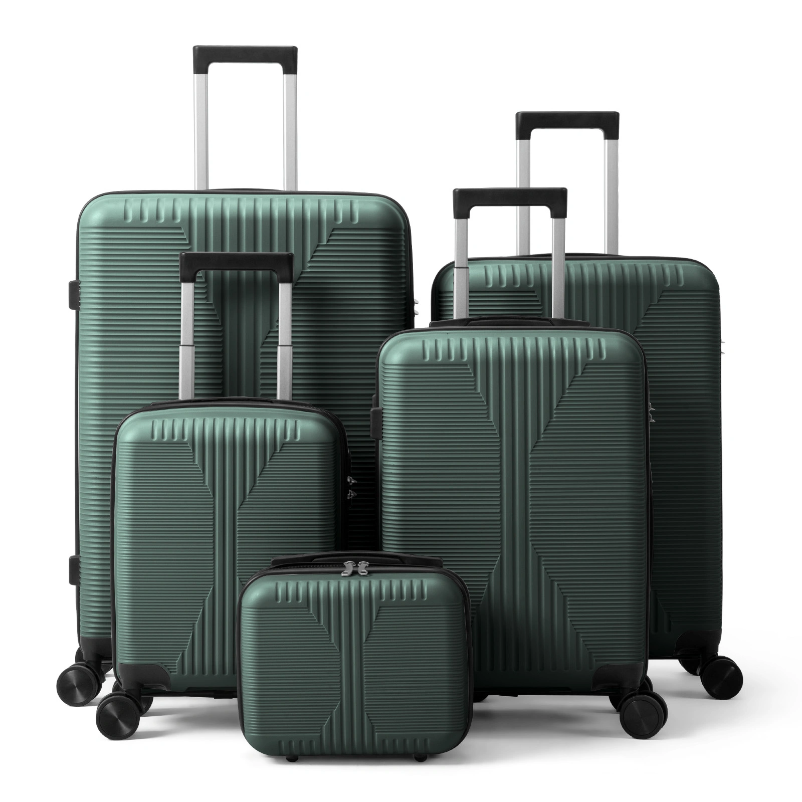 5-Piece PP Spinner Luggage Set with Non-TSA Lock, 12/16/20/24/28 Inch, Dark Green view 28