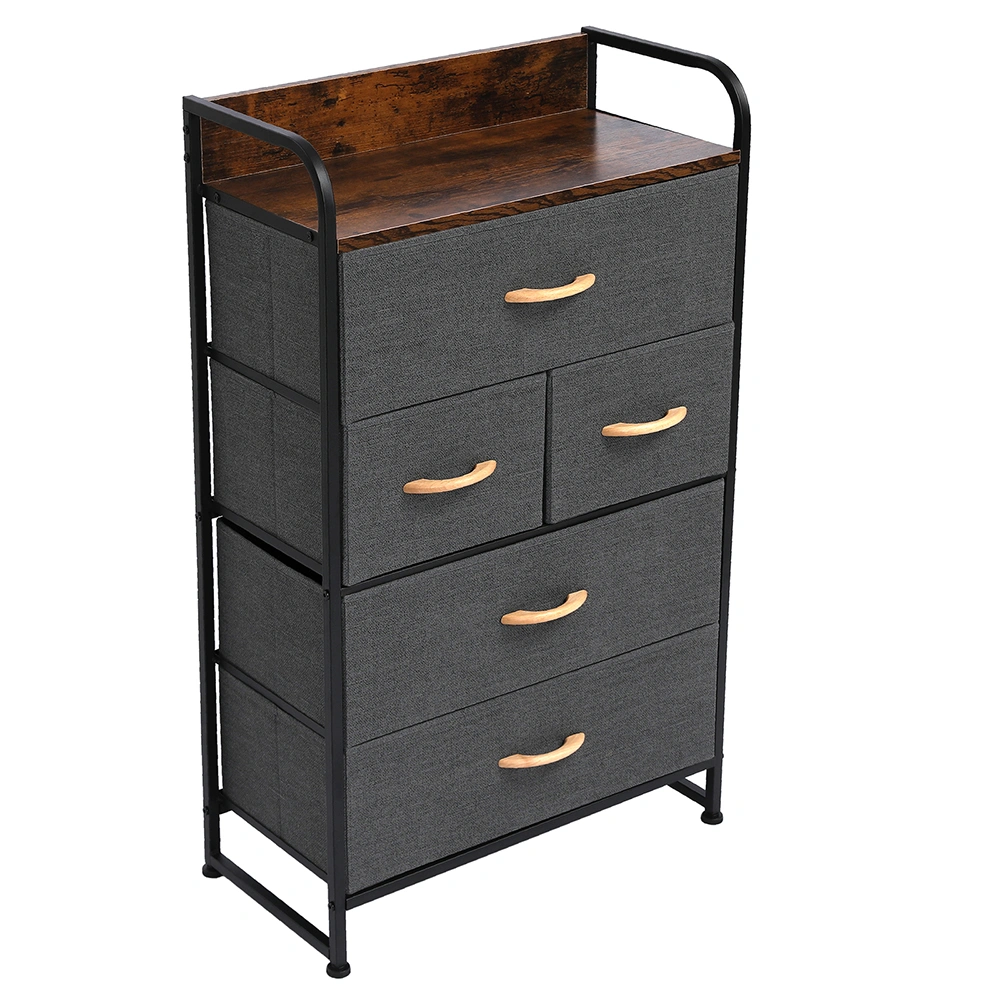 5-Drawer Dresser, 4-Tier Storage Organizer, Tower Unit for Bedroom, Hallway, Entryway, Closets - Sturdy Steel Frame, Wooden Top, Removable Fabric Bins view 2