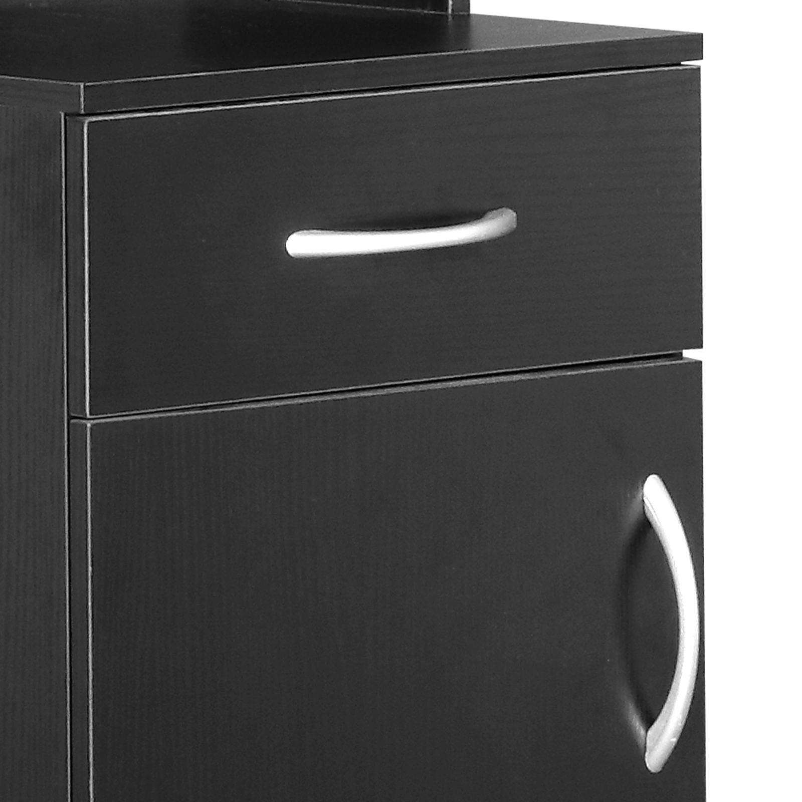 MDF With Triamine One Door One Drawer Three Compartments High Cabinet Bathroom Wall Cabinet Black view 13