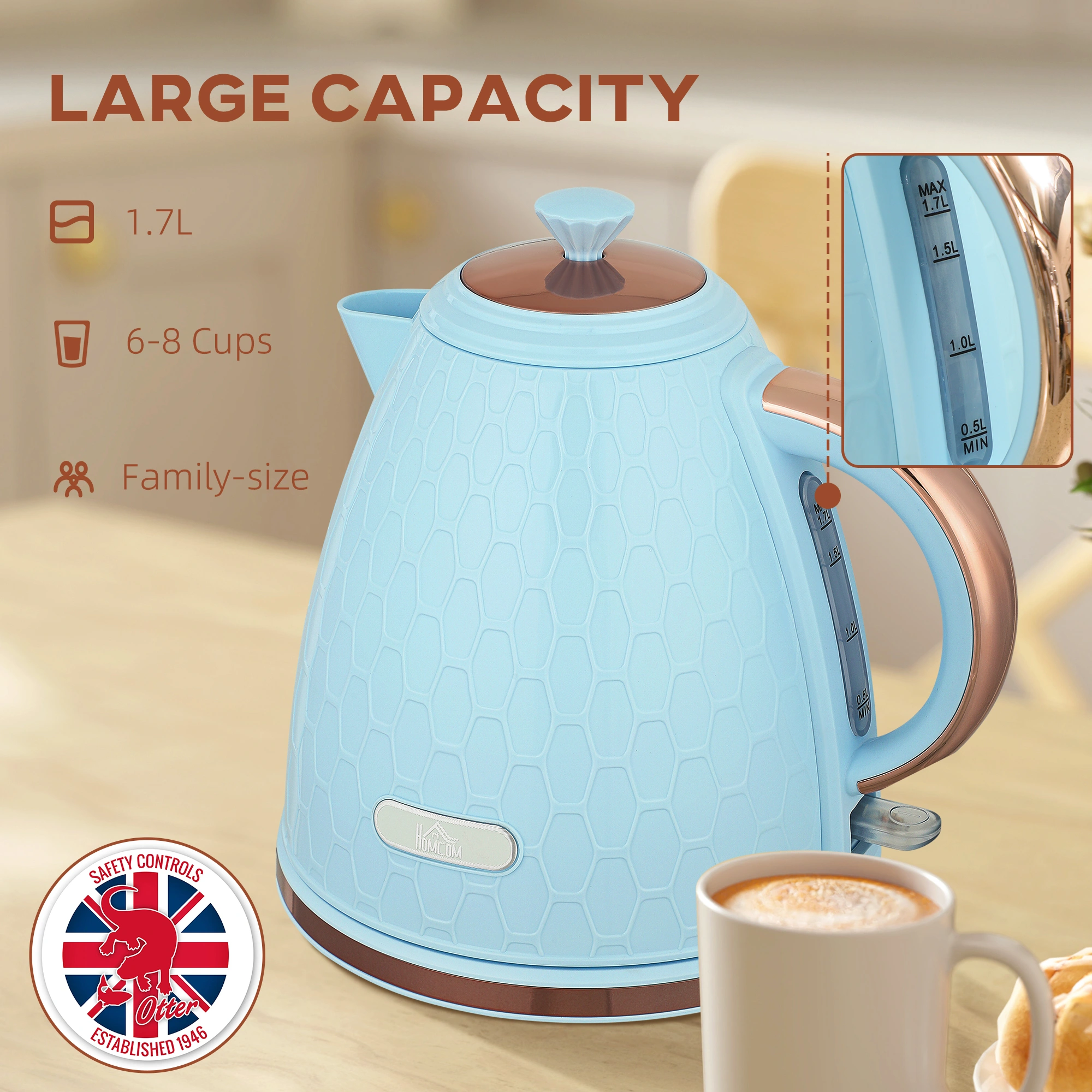 Stainless Steel Electric Kettle 1.7L Fast Boil Auto Shut-Off BPA-Free Cordless Water Kettle view 4