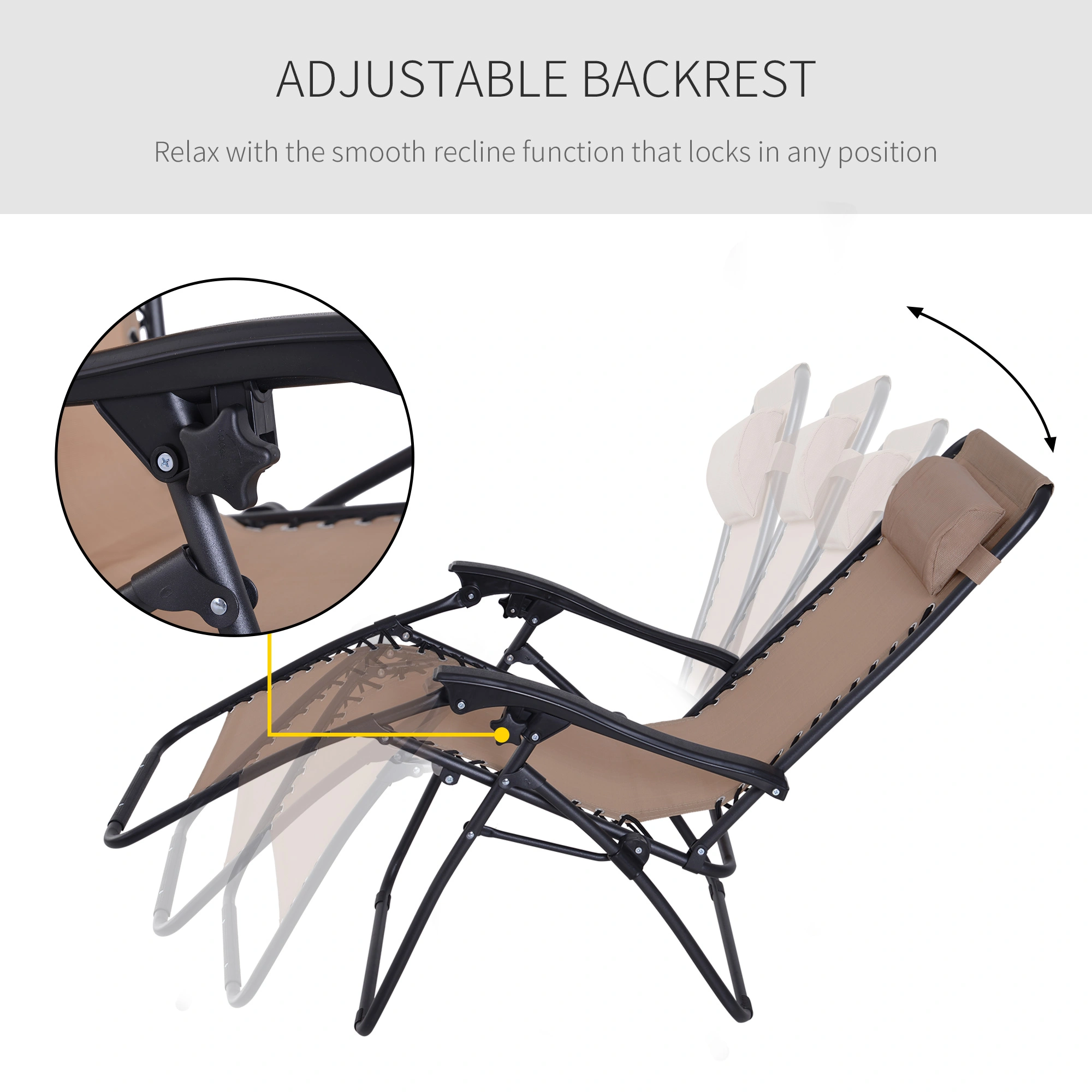 Heavy Duty Folding Lounge Chair Beach Chair, Portable Outdoor Camping Chair with Cup Holder, Waterproof Sun Bed view 2