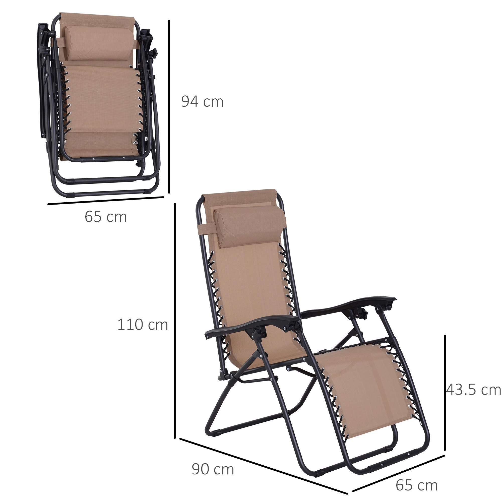 Heavy Duty Folding Lounge Chair Beach Chair, Portable Outdoor Camping Chair with Cup Holder, Waterproof Sun Bed view 4