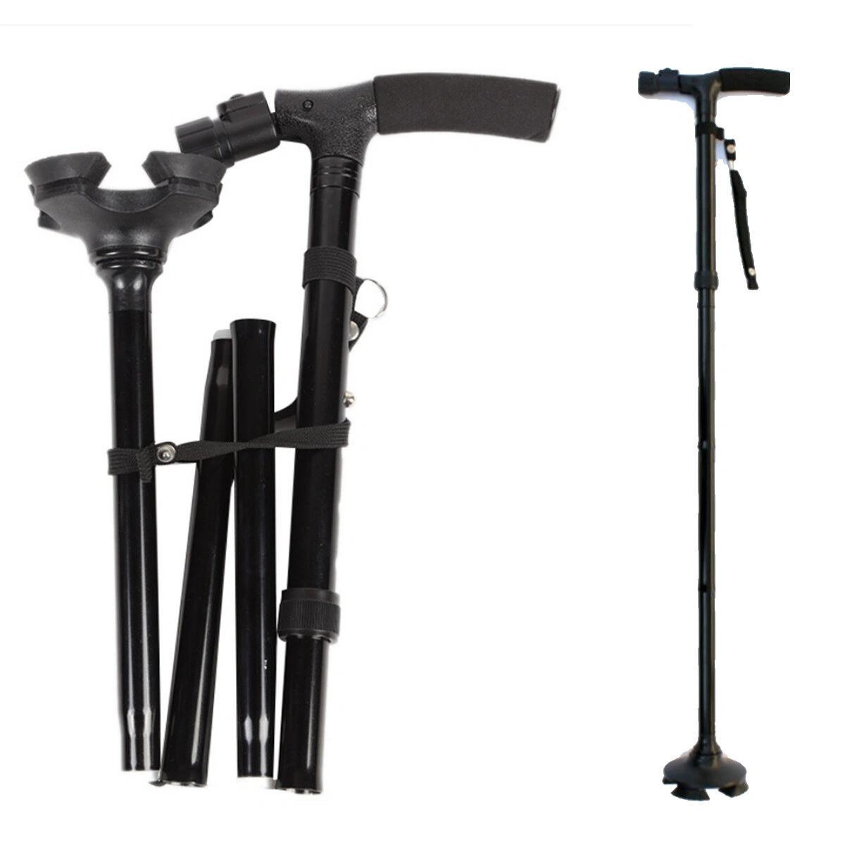 5-Levels Adjustable Height Walking Stick Portable Foldable Cane Travel Camping Hiking Walking Cane w/LED Light (US Logistics For USPS/DHL/Fedex/UPS. No designated logistics accepted,TK/TMEU only For self-pickup) view 7