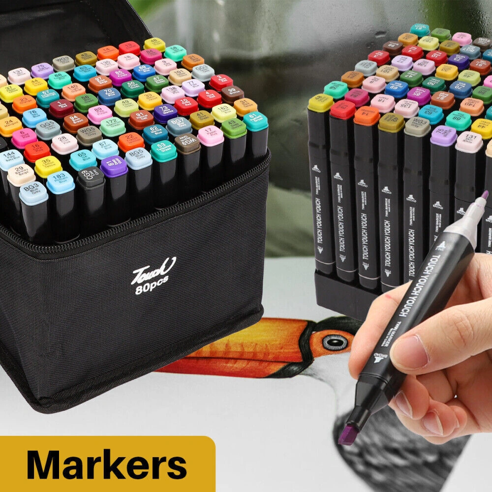 80 Colors Acrylic Paint Markers Permanent Dual Tip Pen Set for DIY Graffiti Art Sketching Craft