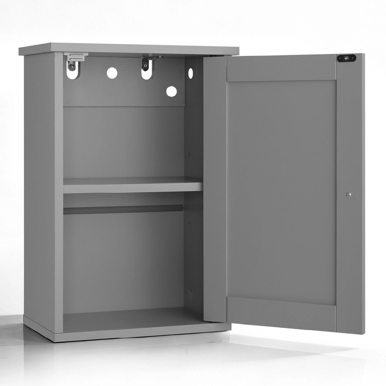 Gray P2 MDF painted finish, 34.6*20*50cm, single door with one shelf, bathroom vanity view 14