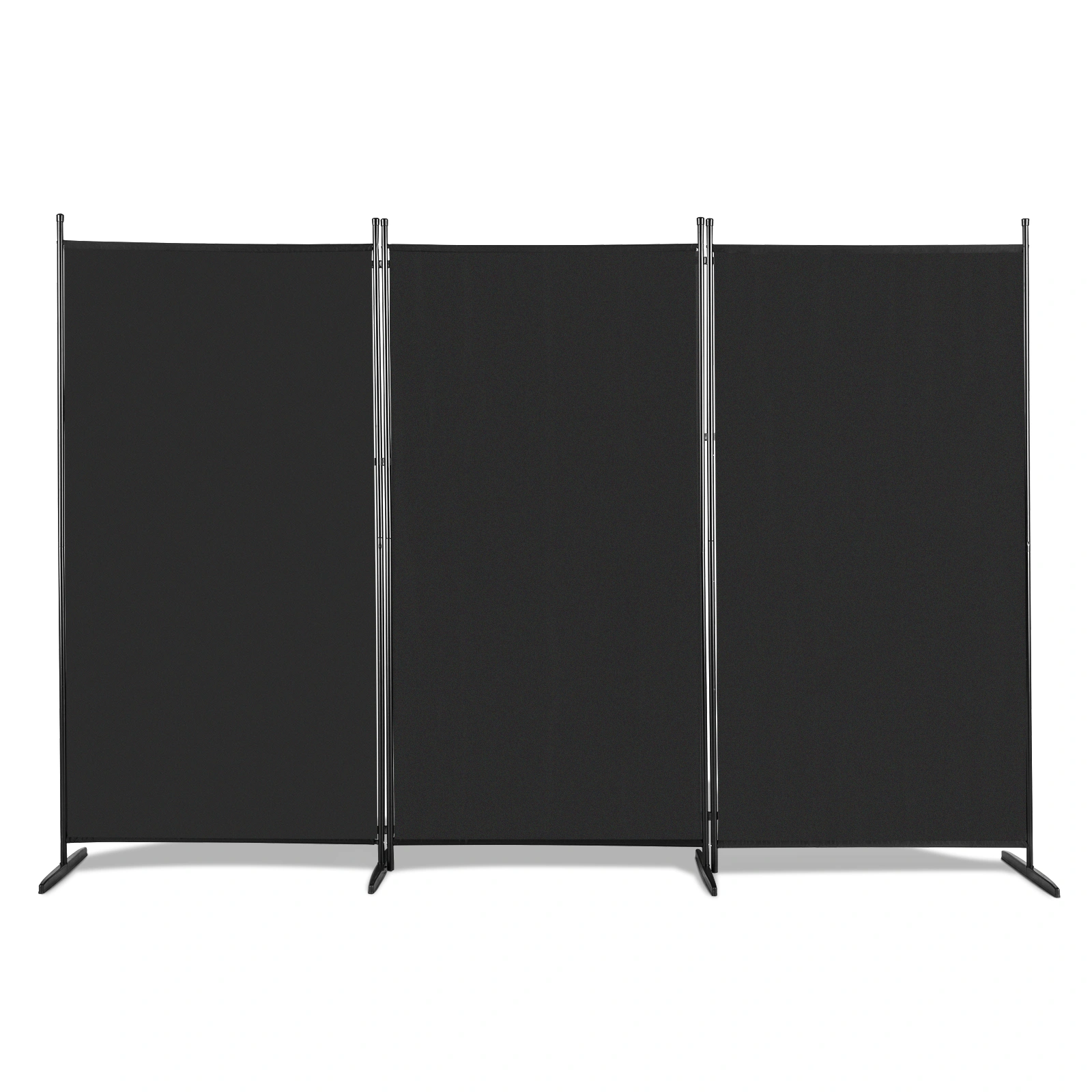 6FT Trifold 160g Polyester Fabric Plastic Foot Carbon Steel Frame Foldable Screen Black