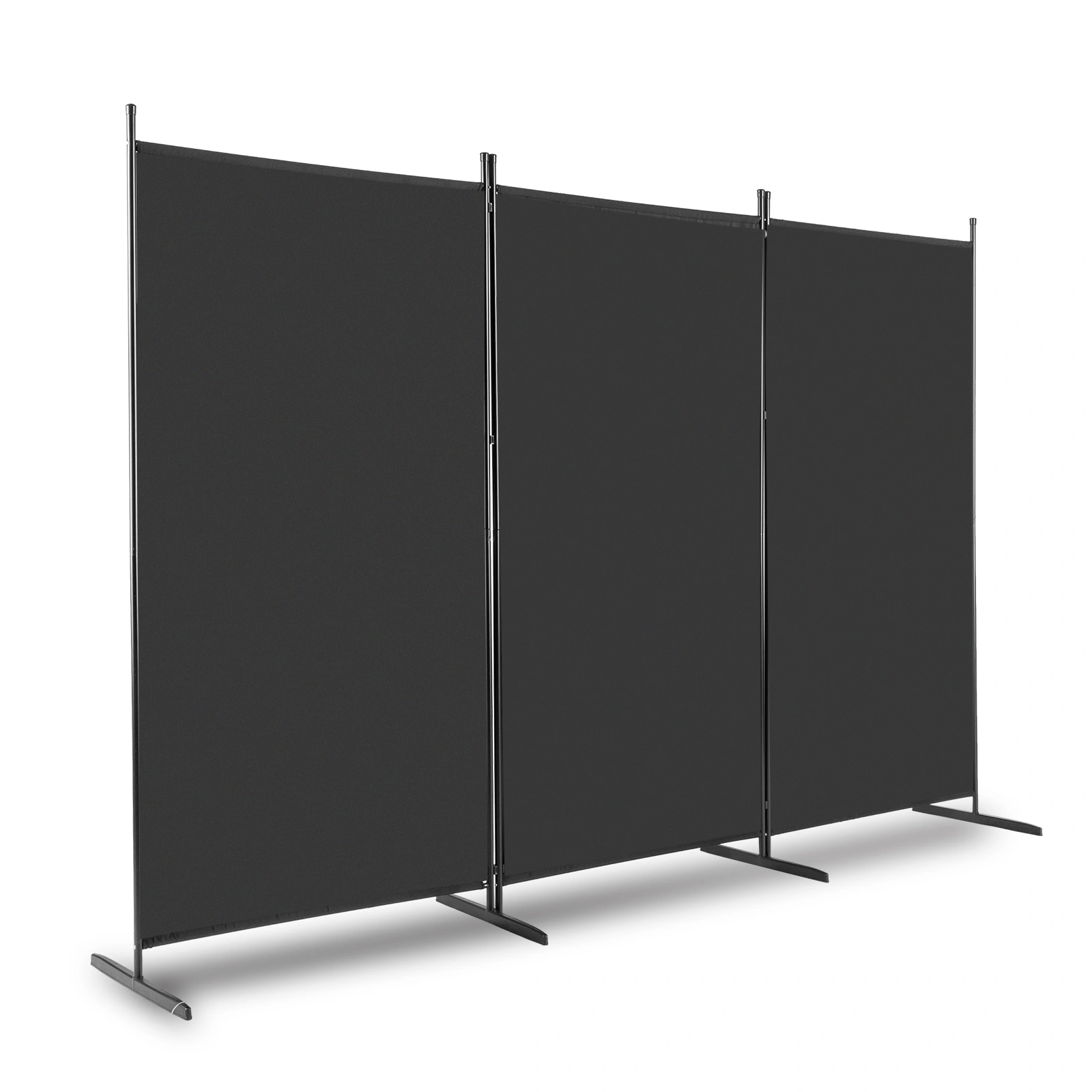 6FT Trifold 160g Polyester Fabric Plastic Foot Carbon Steel Frame Foldable Screen Black view 2