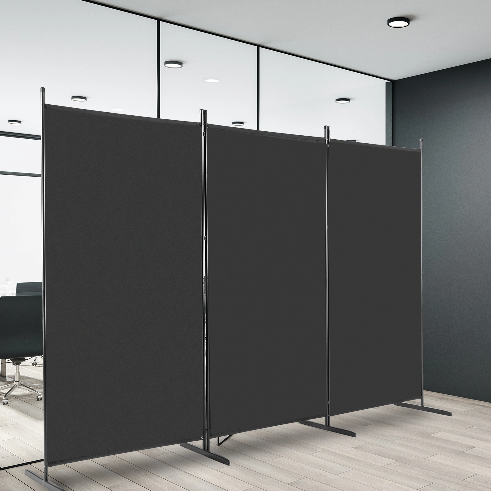 6FT Trifold 160g Polyester Fabric Plastic Foot Carbon Steel Frame Foldable Screen Black view 7