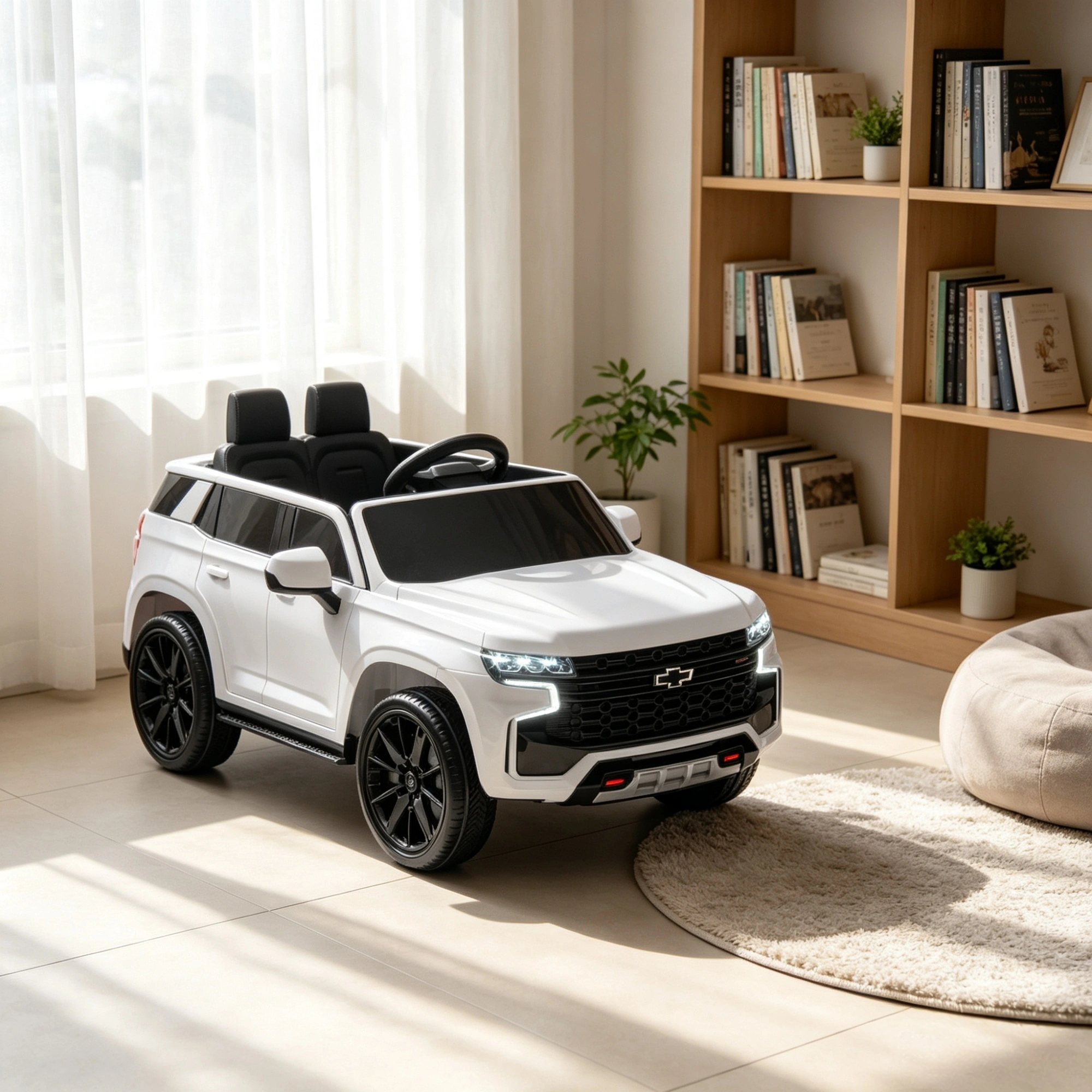White 12V Electric Ride On Car for Kids with Remote Control Rechargeable Battery Powered Toy view 3