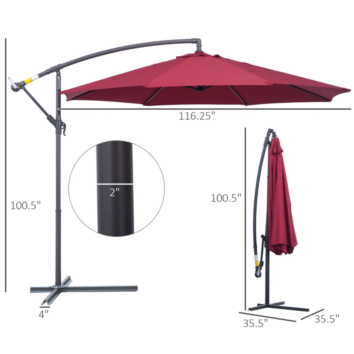 9FT Outdoor Beach Umbrella with Tilt Market Umbrella UV Protection Portable Patio Garden Canopy view 2