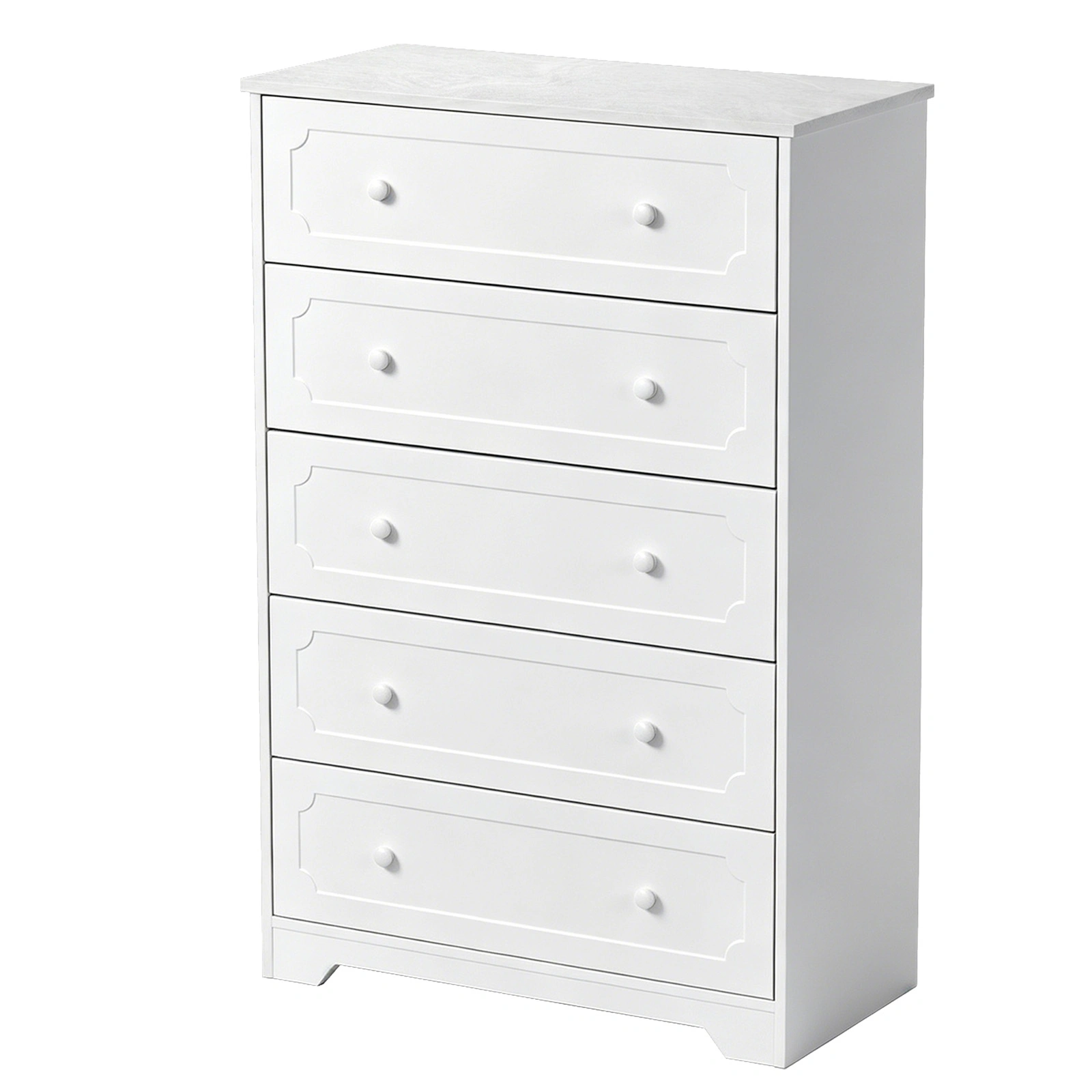 5-Drawer Cabinet with Solid Wood Veneer and Paint P2 MDF + P2 Particleboard Storage Cabinet 31.3*15.55*47.24in White view 4