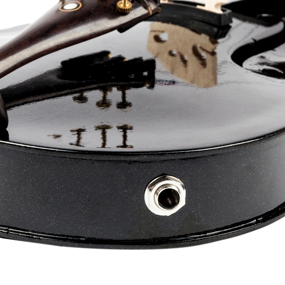GV102 4/4 Solid Wood EQ Violin Case Bow Violin Strings Shoulder Rest Electronic Tuner Connecting Wire Cloth Black view 12