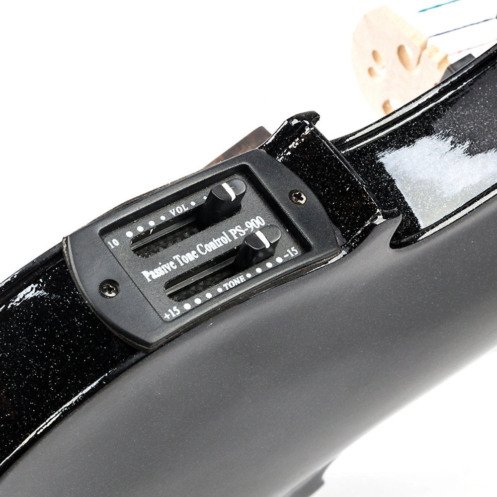 GV102 4/4 Solid Wood EQ Violin Case Bow Violin Strings Shoulder Rest Electronic Tuner Connecting Wire Cloth Black view 14