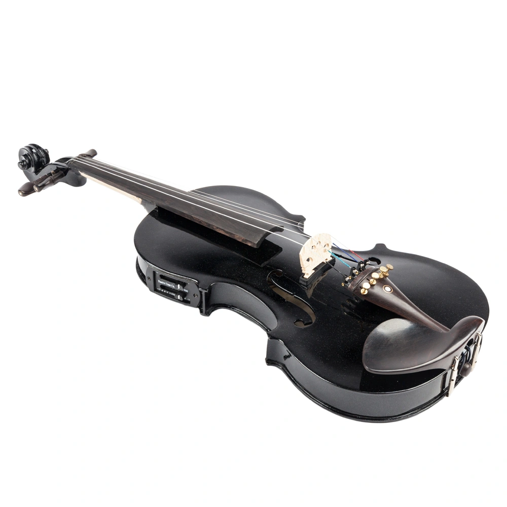 GV102 4/4 Solid Wood EQ Violin Case Bow Violin Strings Shoulder Rest Electronic Tuner Connecting Wire Cloth Black view 15